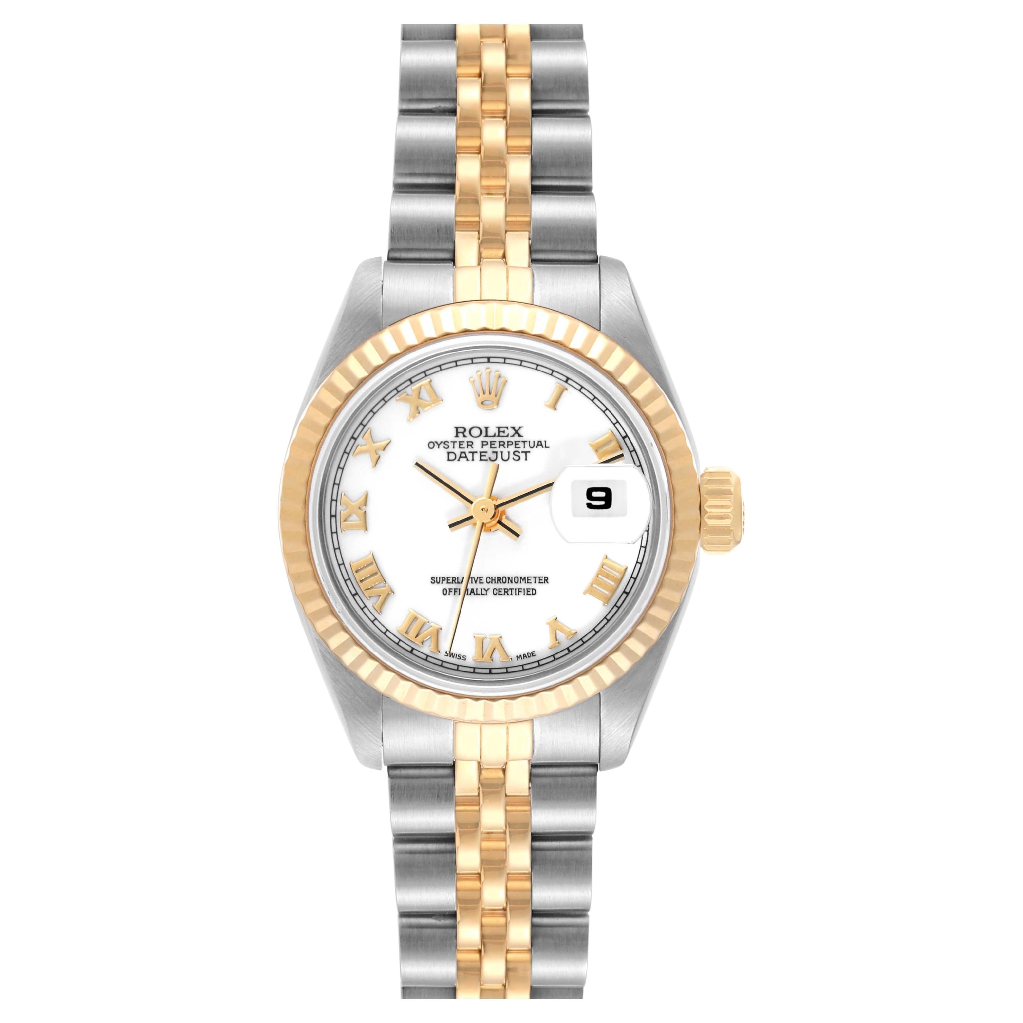 Rolex Datejust White Dial Steel Yellow Gold Ladies Watch 69173 For Sale