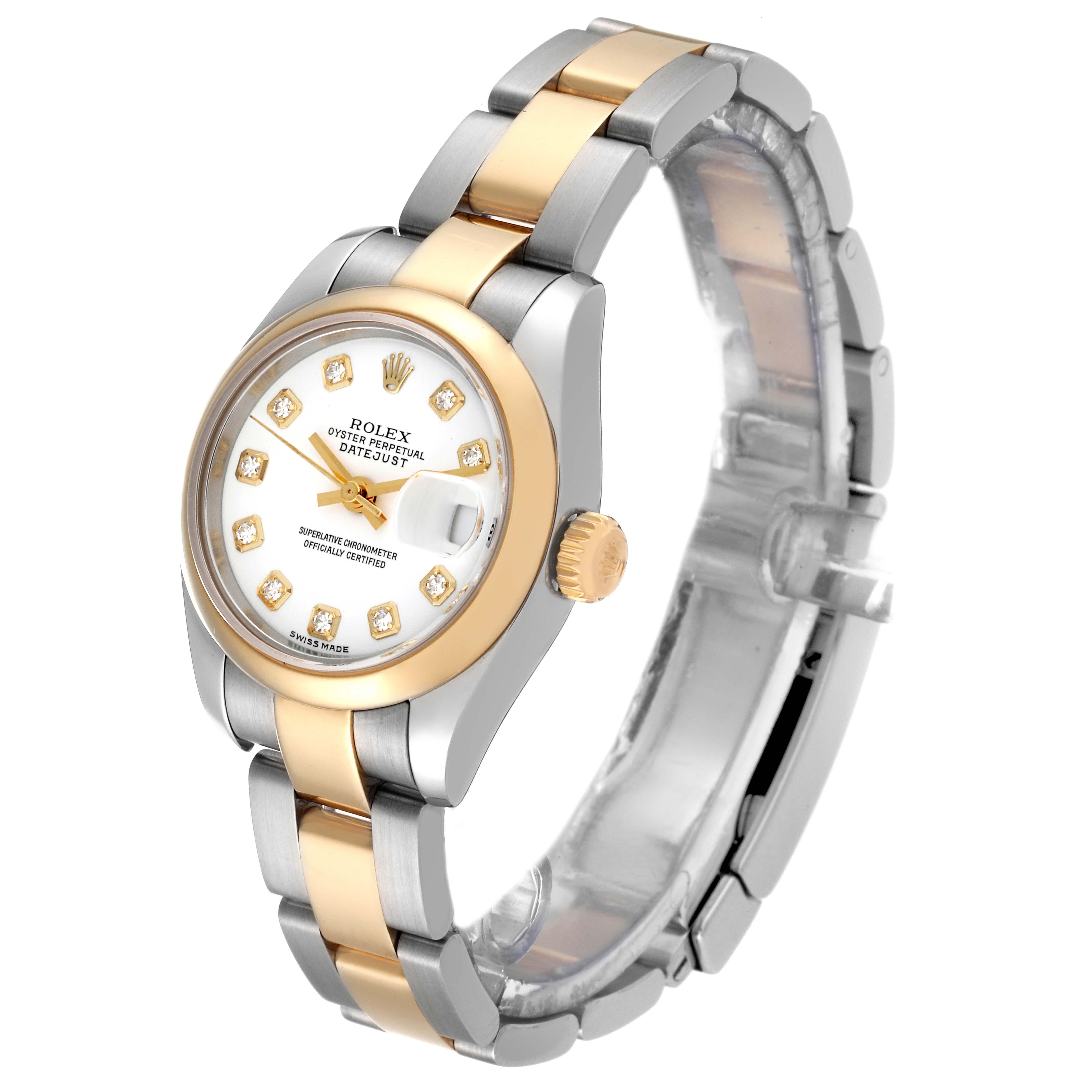 Women's Rolex Datejust White Diamond Dial Steel Yellow Gold Ladies Watch 179163