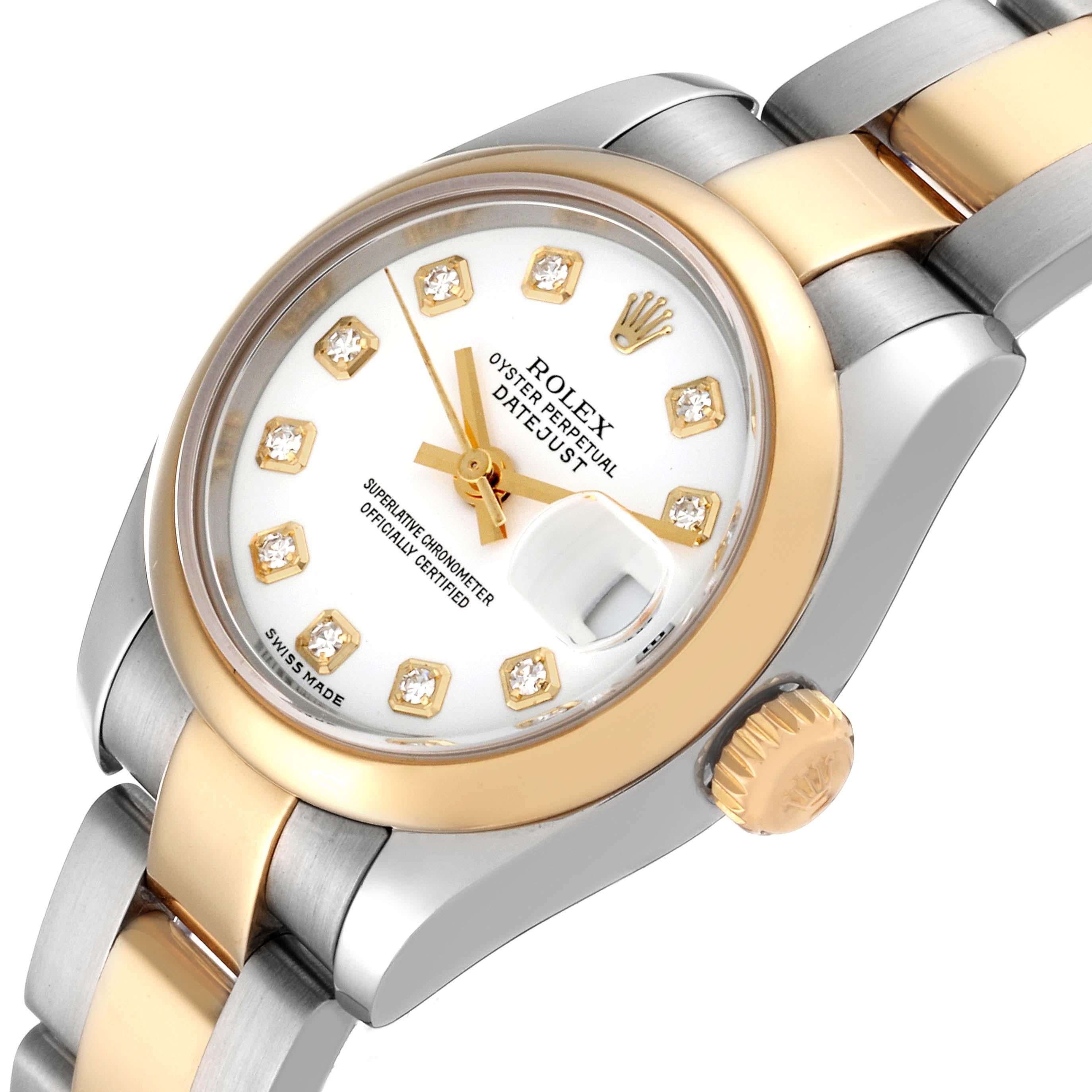 Rolex Datejust White Diamond Dial Steel Yellow Gold Ladies Watch 179163 1