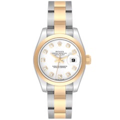 Rolex Datejust White Diamond Dial Steel Yellow Gold Ladies Watch 179163