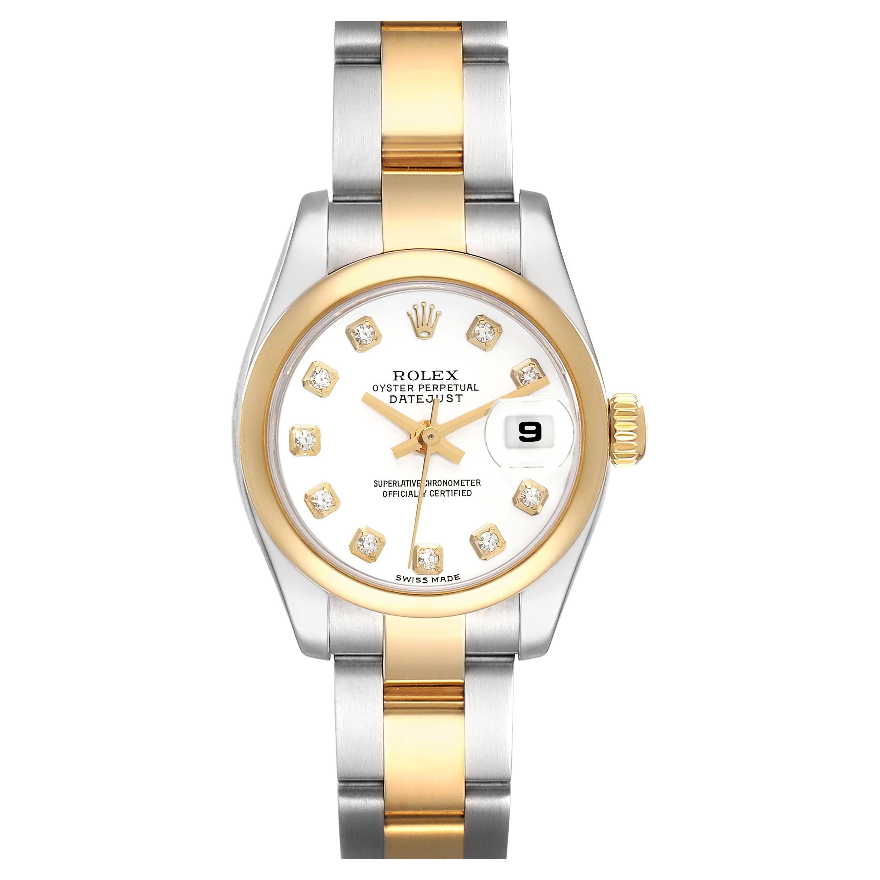 Rolex Datejust White Diamond Dial Steel Yellow Gold Ladies Watch 179163