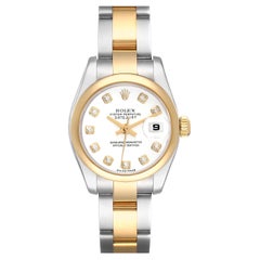 Rolex Datejust White Diamond Dial Steel Yellow Gold Ladies Watch 179163