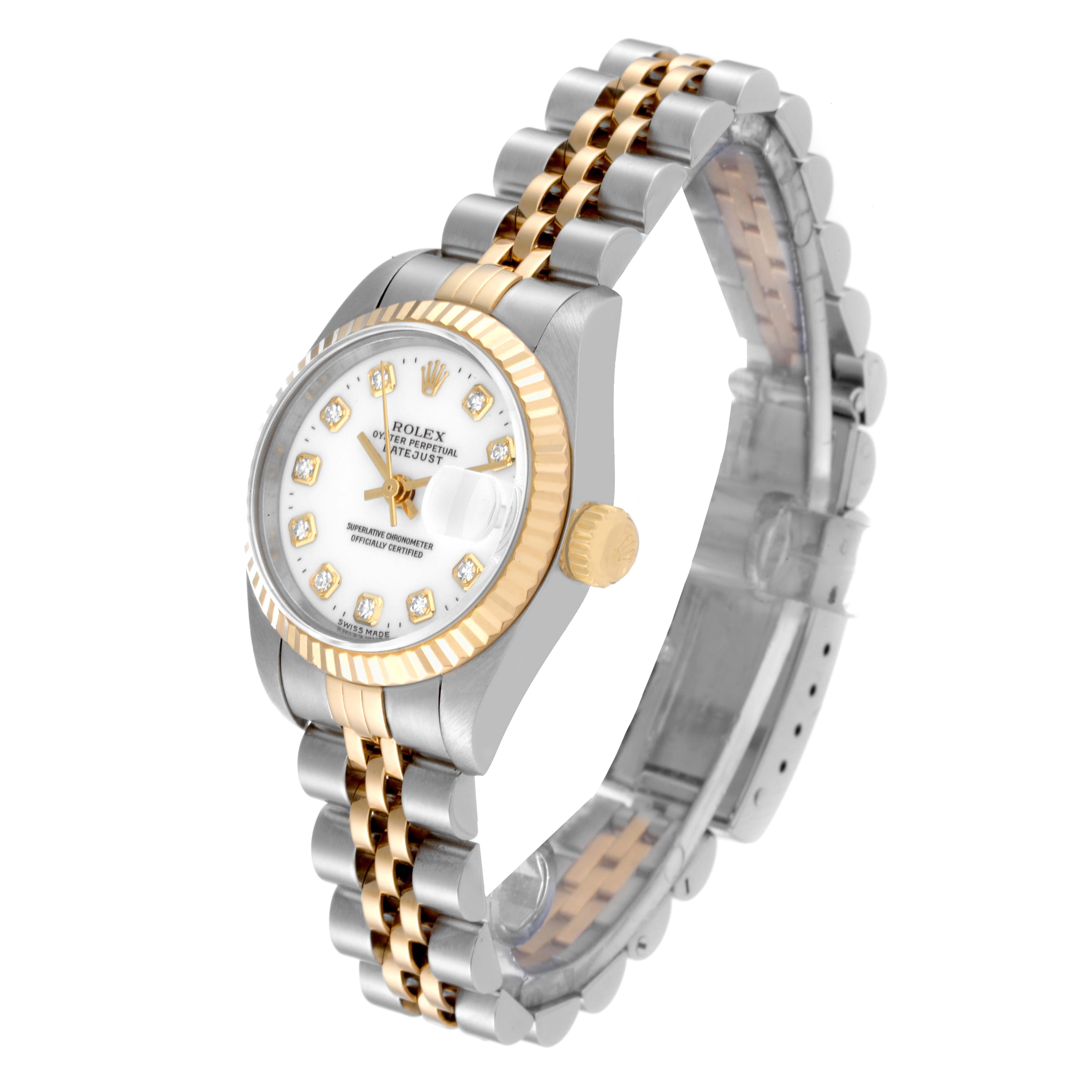 Women's Rolex Datejust White Diamond Dial Steel Yellow Gold Ladies Watch 69173