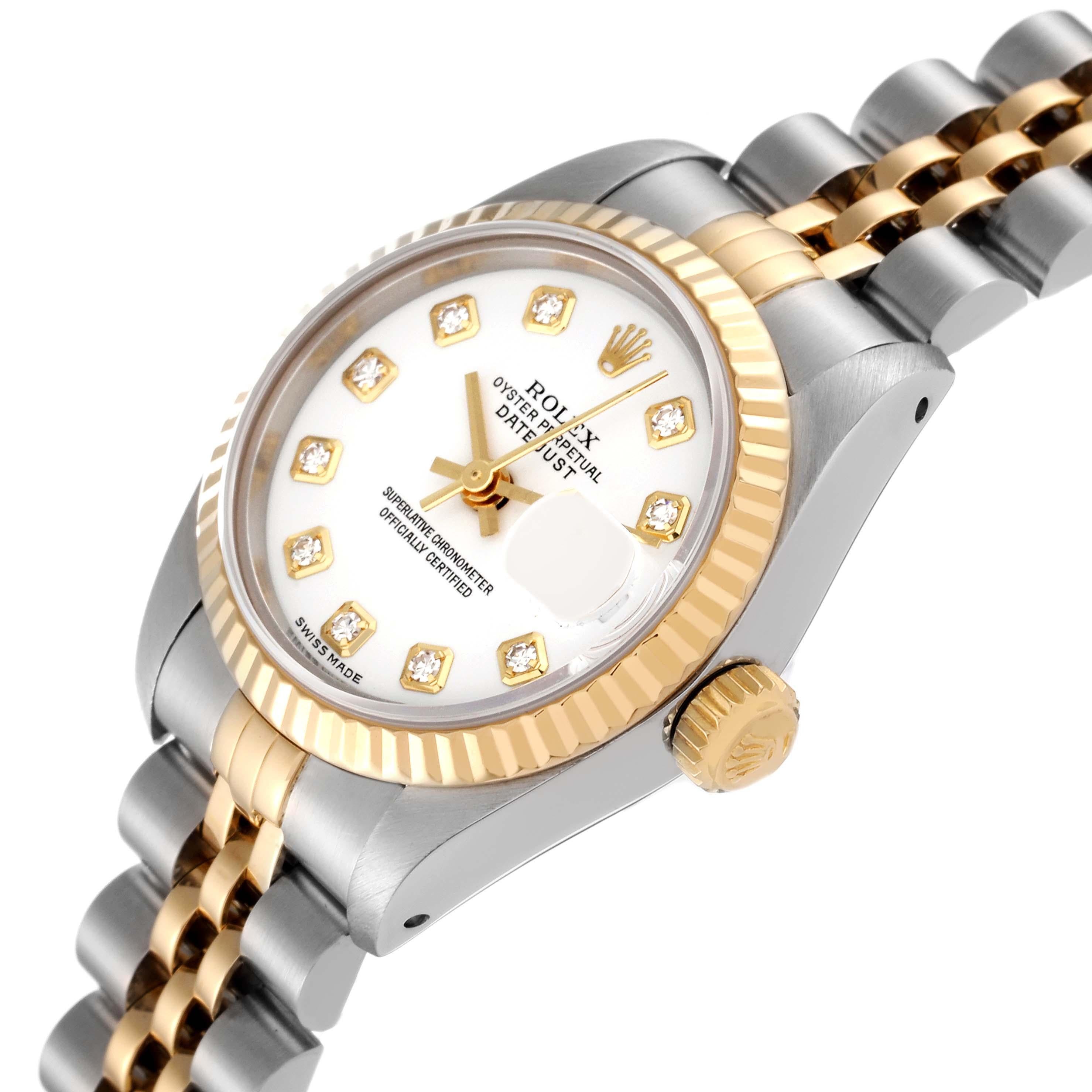 Rolex Datejust White Diamond Dial Steel Yellow Gold Ladies Watch 69173 1