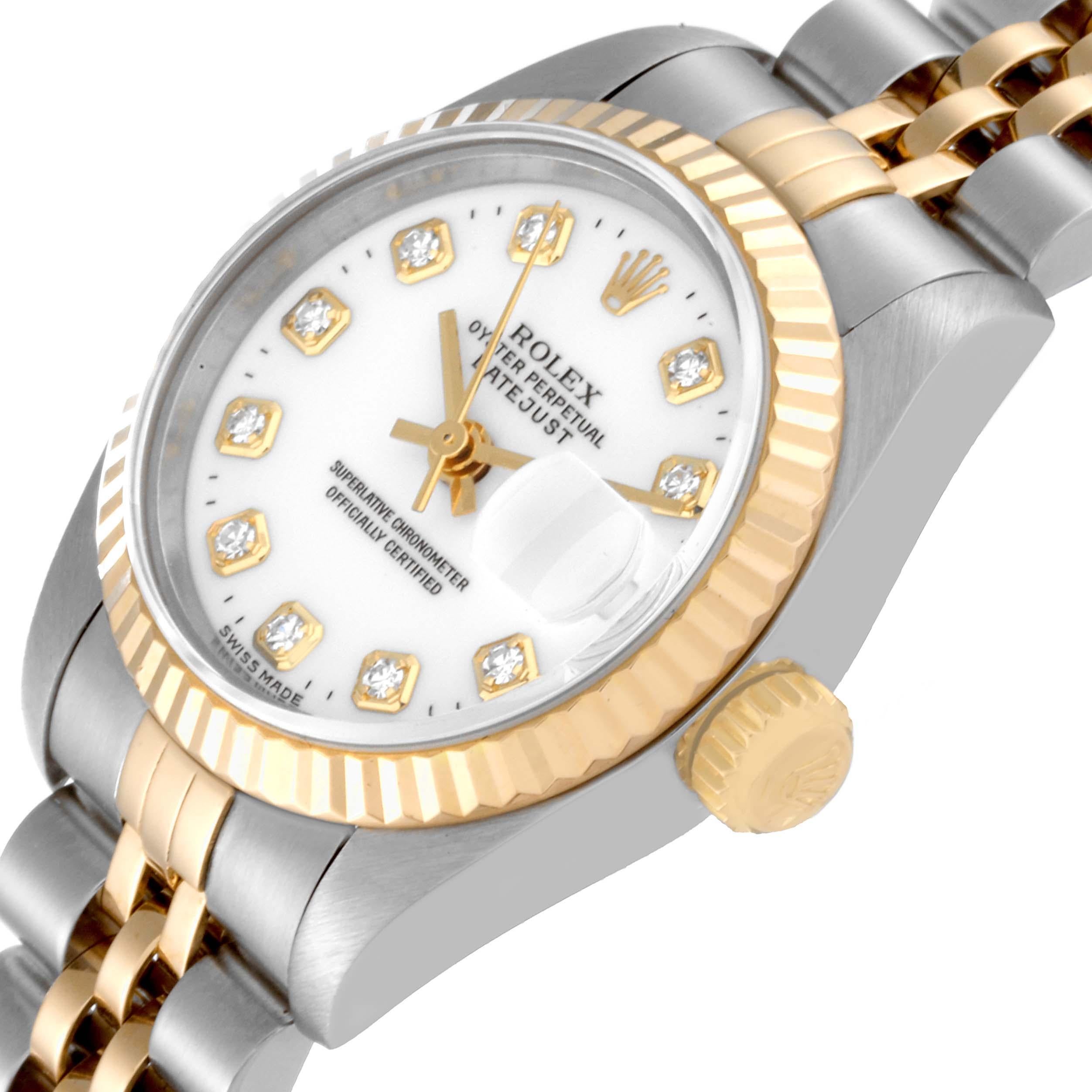 Rolex Datejust White Diamond Dial Steel Yellow Gold Ladies Watch 69173 1