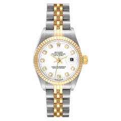 Rolex Datejust White Diamond Dial Steel Yellow Gold Ladies Watch 69173