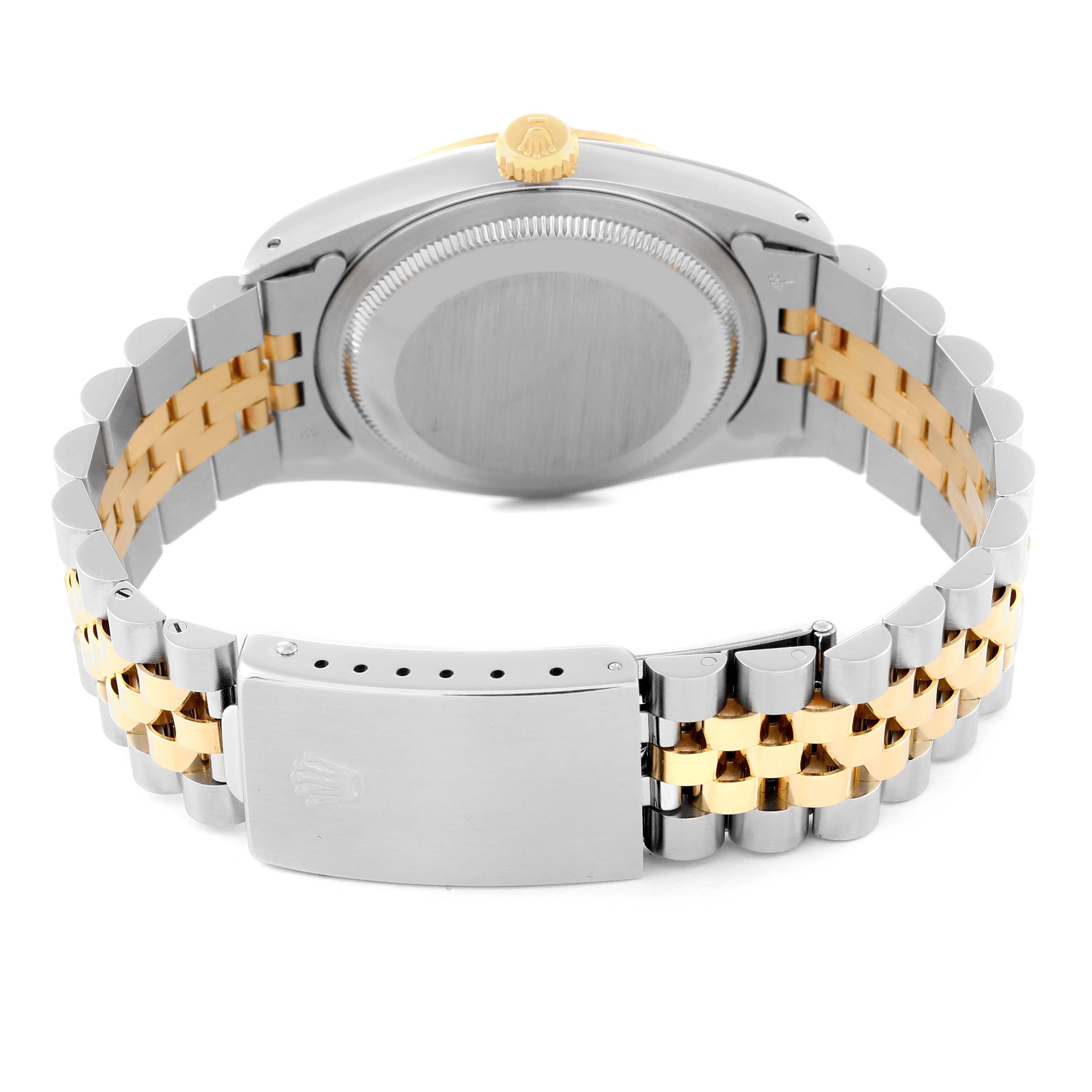 Rolex Datejust White Diamond Dial Steel Yellow Gold Mens Watch 16233 en vente 5