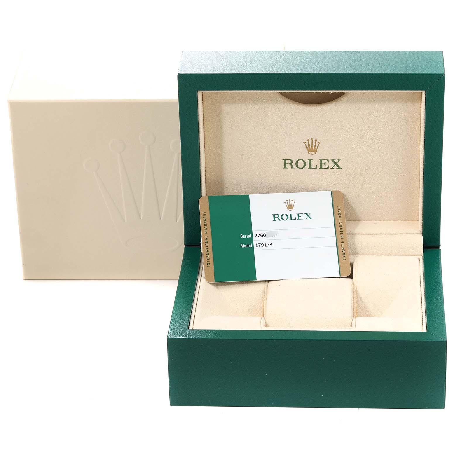 Rolex Datejust White Gold Black Diamond Dial Ladies Watch 179174 Box Card 7
