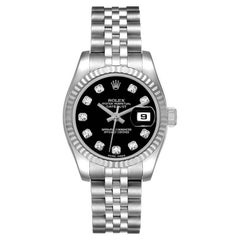 Rolex Datejust White Gold Black Diamond Dial Ladies Watch 179174