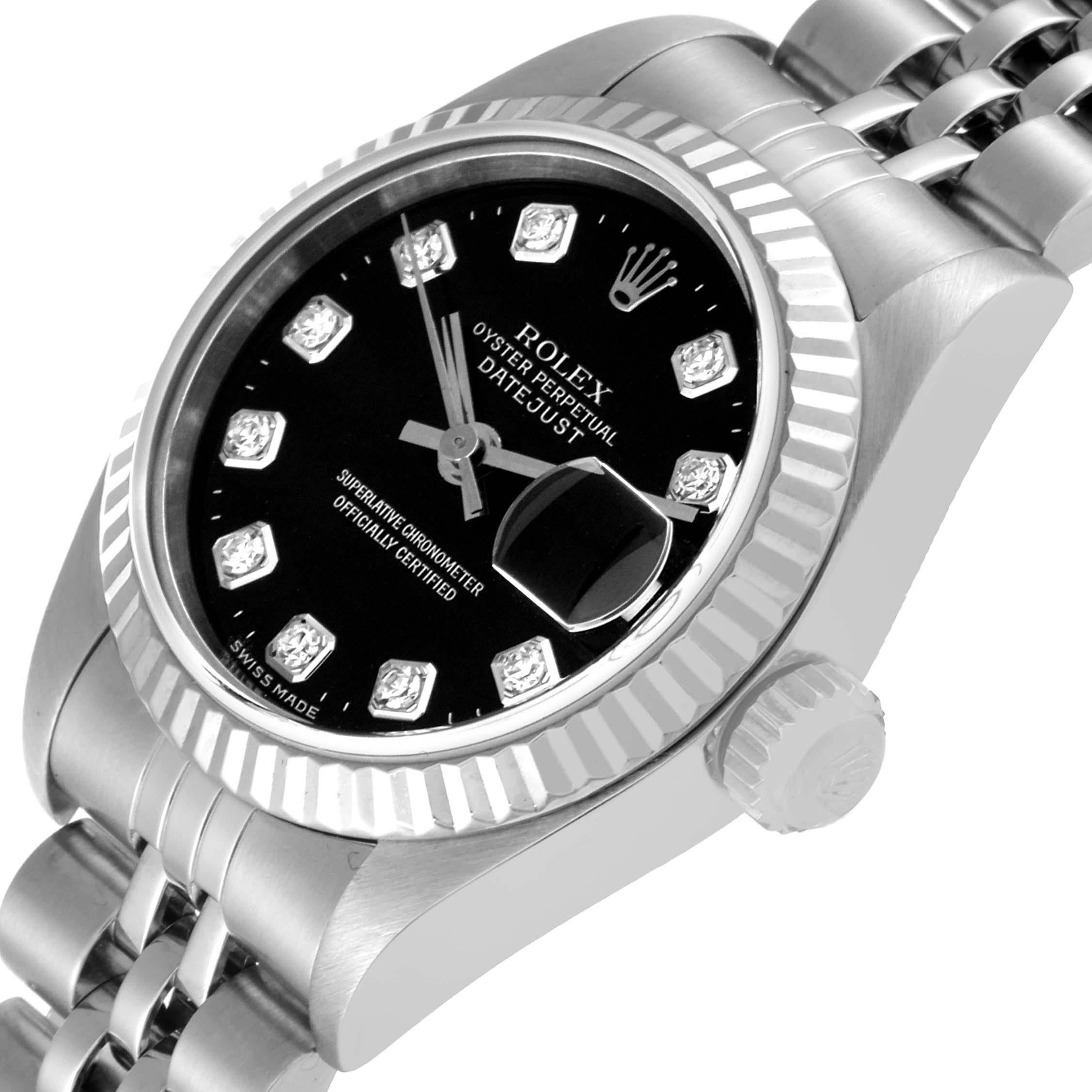 Rolex Datejust White Gold Black Diamond Dial Steel Ladies Watch 79174 1