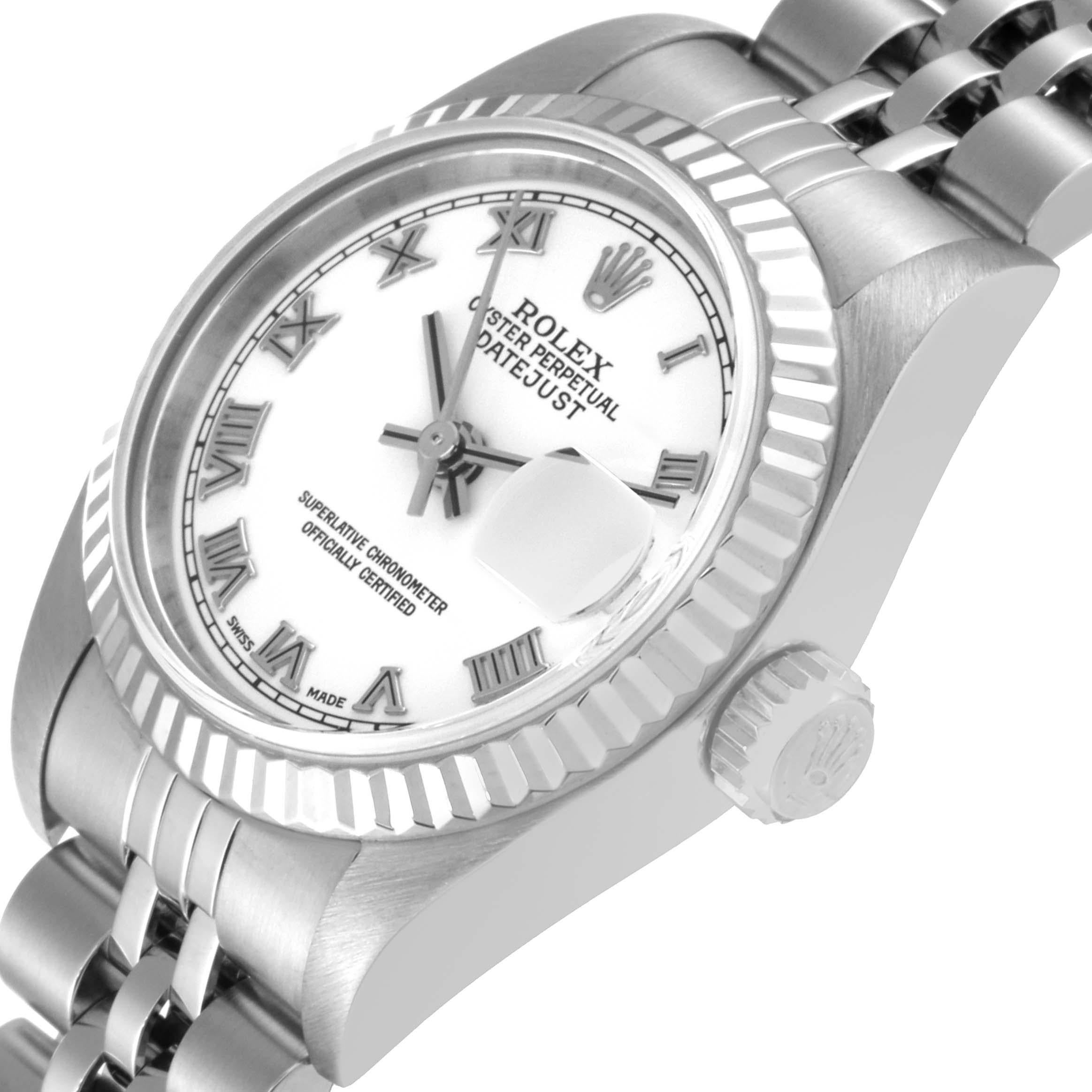 Women's Rolex Datejust White Gold Roman Dial Steel Ladies Watch 79174