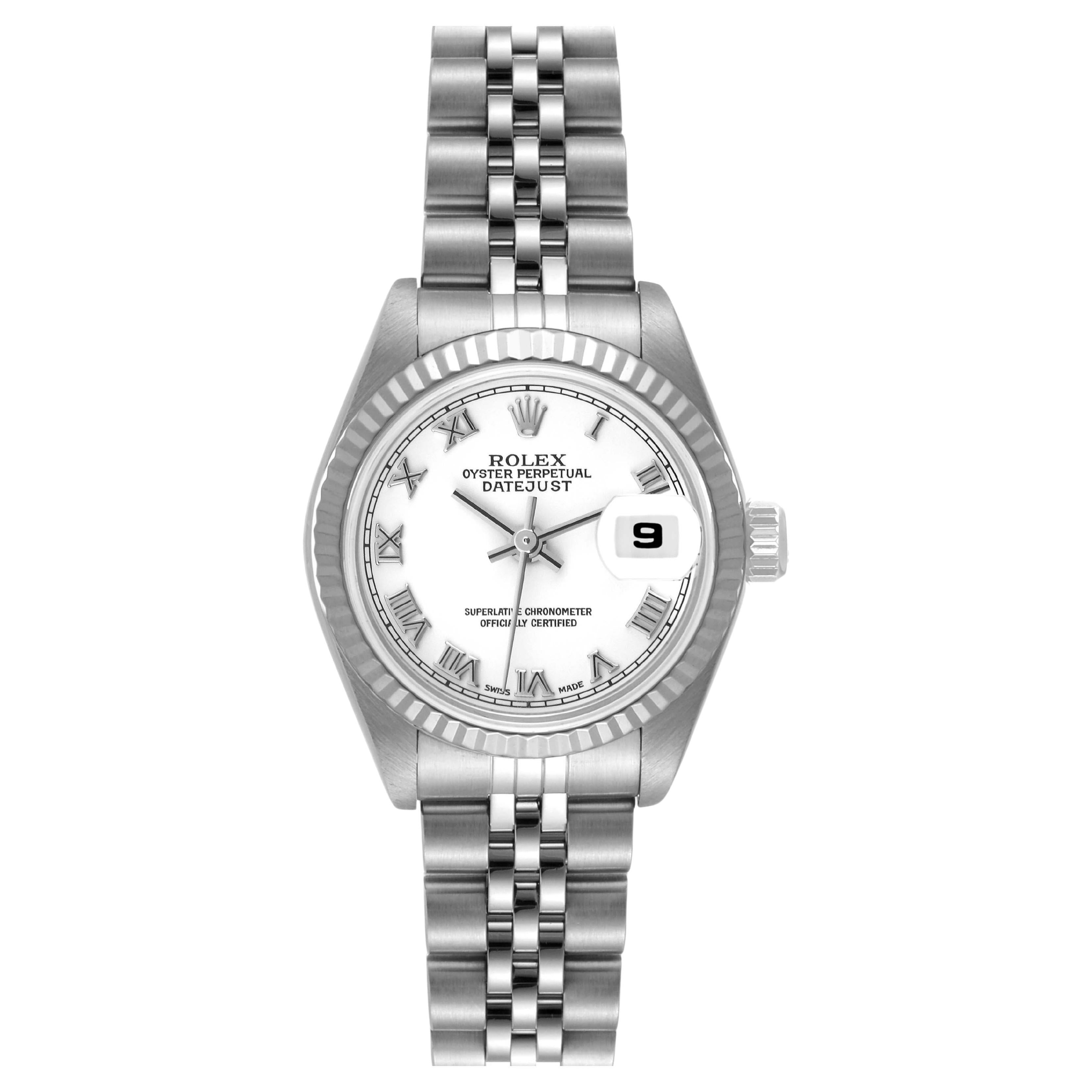 Rolex Datejust White Gold Roman Dial Steel Ladies Watch 79174