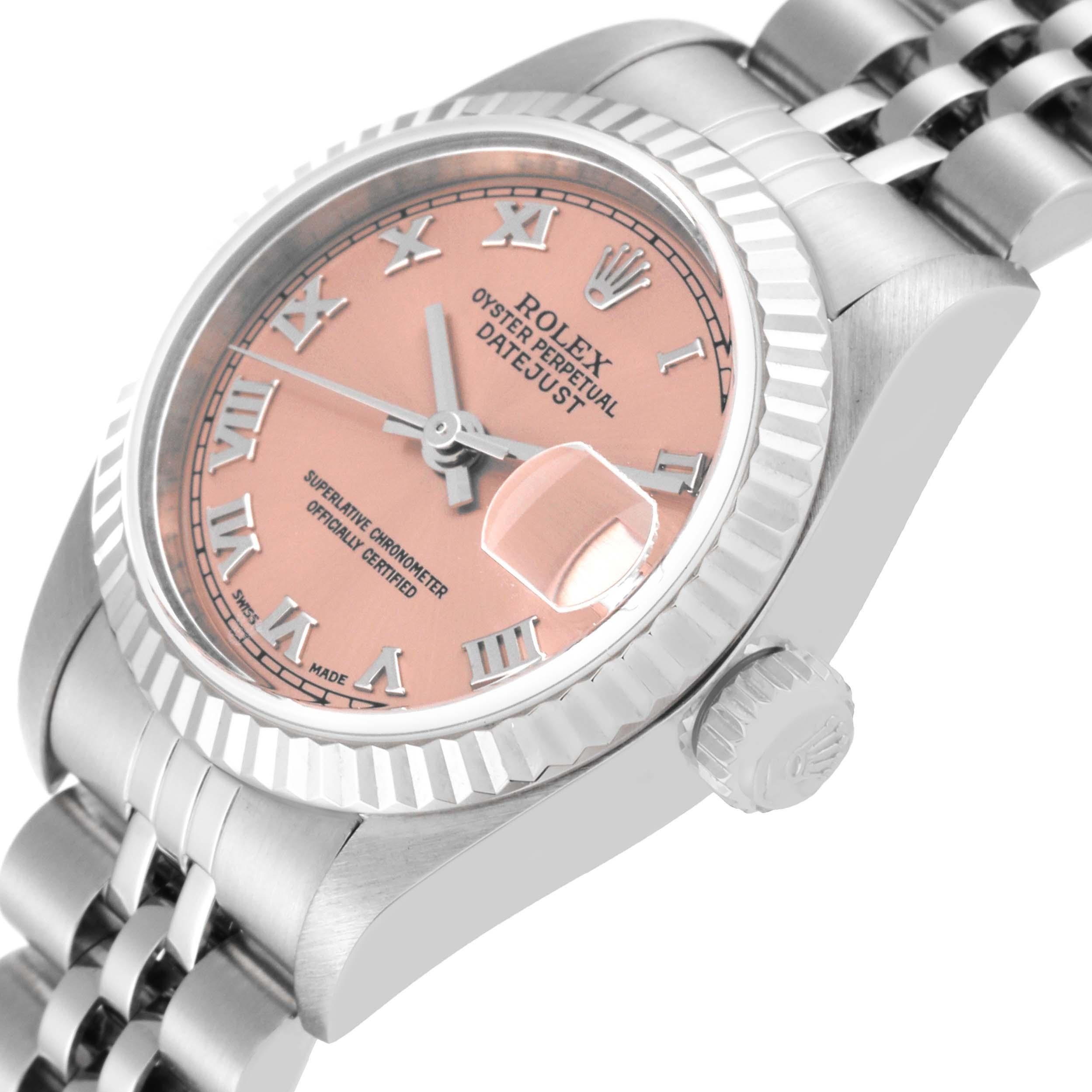 Women's Rolex Datejust White Gold Salmon Dial Steel Ladies Watch 79174 Box Papers