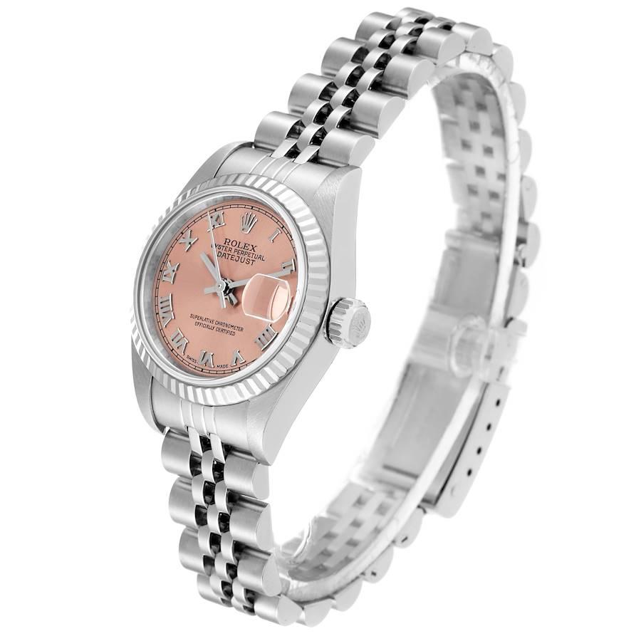 Women's Rolex Datejust White Gold Salmon Dial Steel Ladies Watch 79174