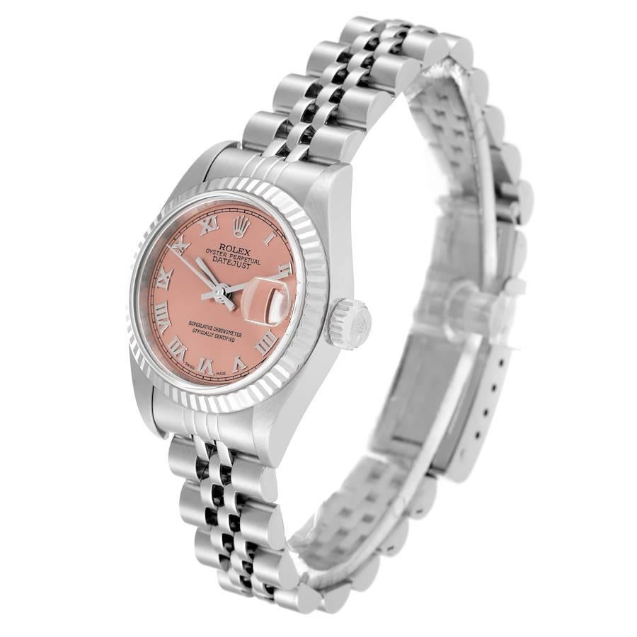 Women's Rolex Datejust White Gold Salmon Dial Steel Ladies Watch 79174