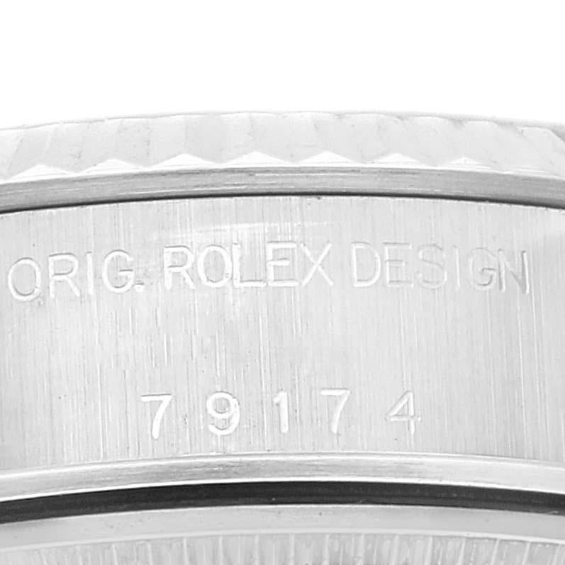 Rolex Montre Datejust pour femme en or blanc avec cadran saumon en acier 79174 en vente 2