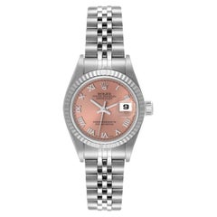 Rolex Datejust White Gold Salmon Dial Steel Ladies Watch 79174