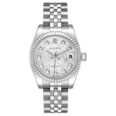 Rolex Datejust White Gold Silver Diamond Dial Ladies Watch 179174 Box Card