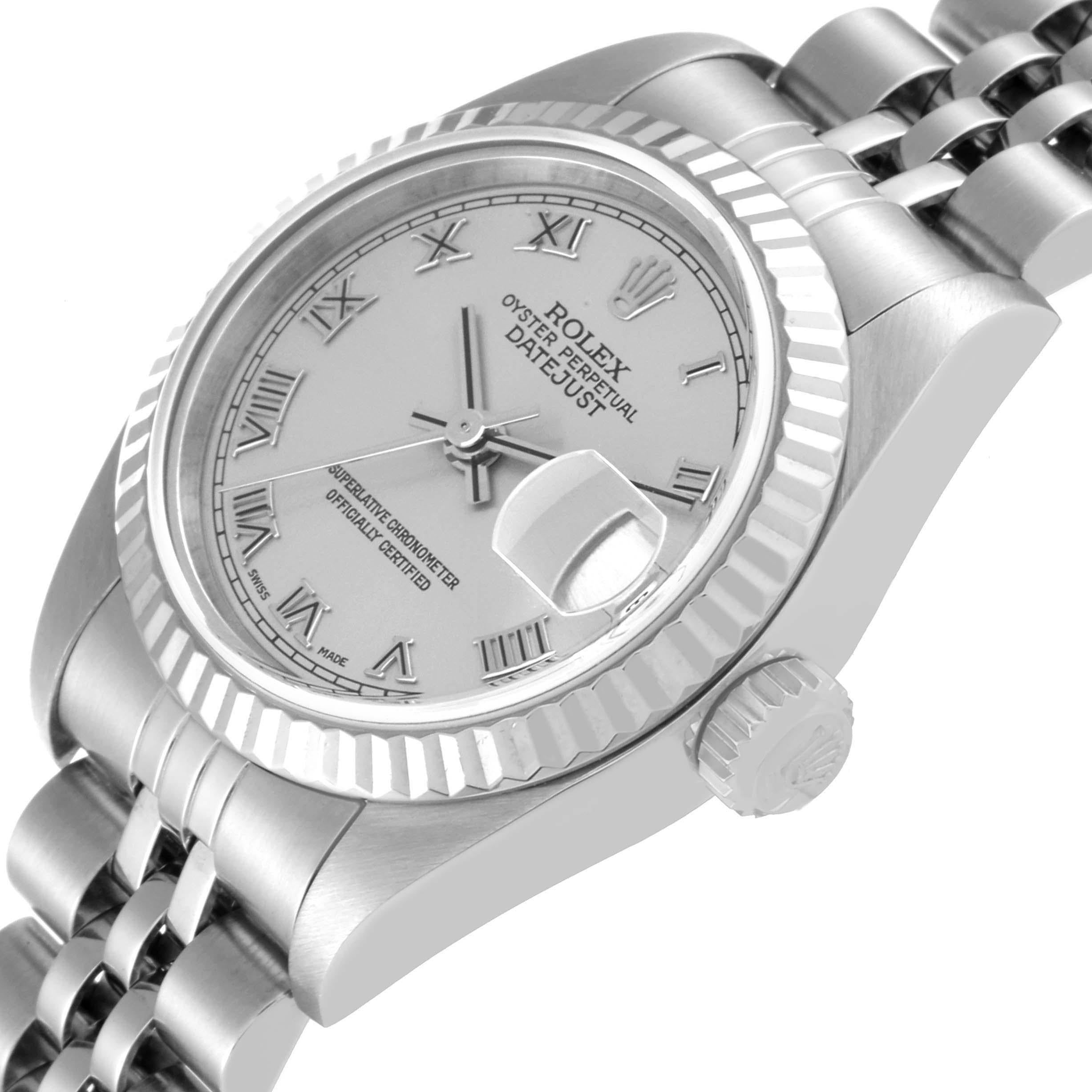 Rolex Datejust White Gold Silver Roman Dial Steel Ladies Watch 79174 1