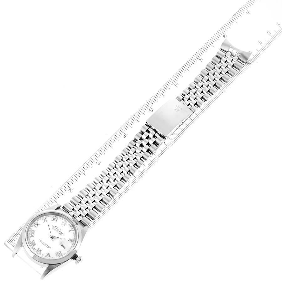 Rolex Datejust White Roman Dial Jubilee Bracelet Steel Mens Watch 16200 3