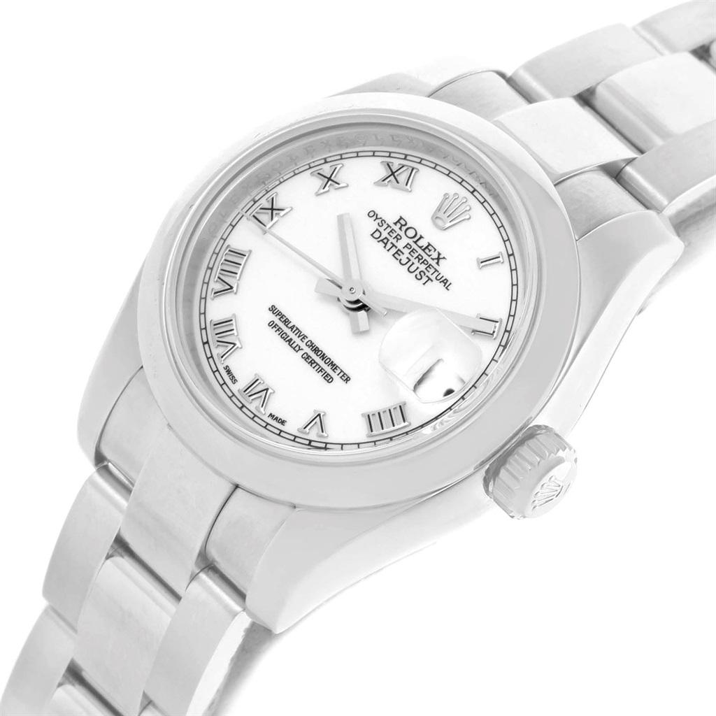 Rolex Datejust White Roman Dial Oyster Bracelet Ladies Watch 179160 7