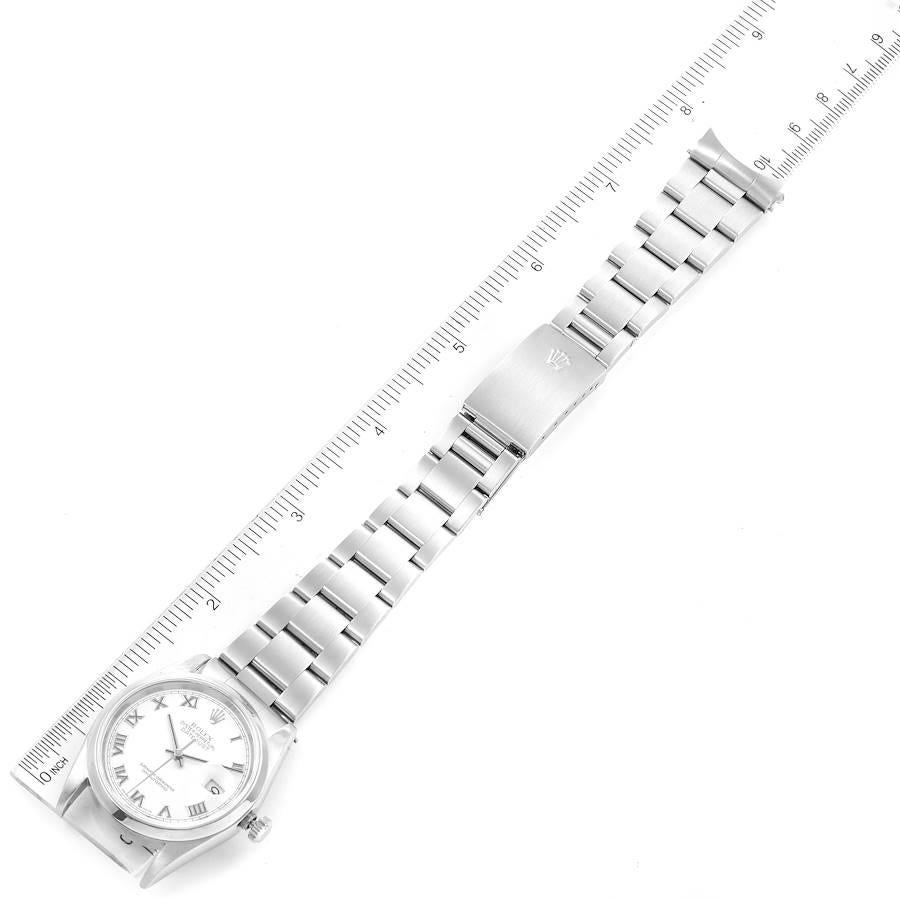 Rolex Datejust White Roman Dial Oyster Bracelet Steel Mens Watch 16200 6