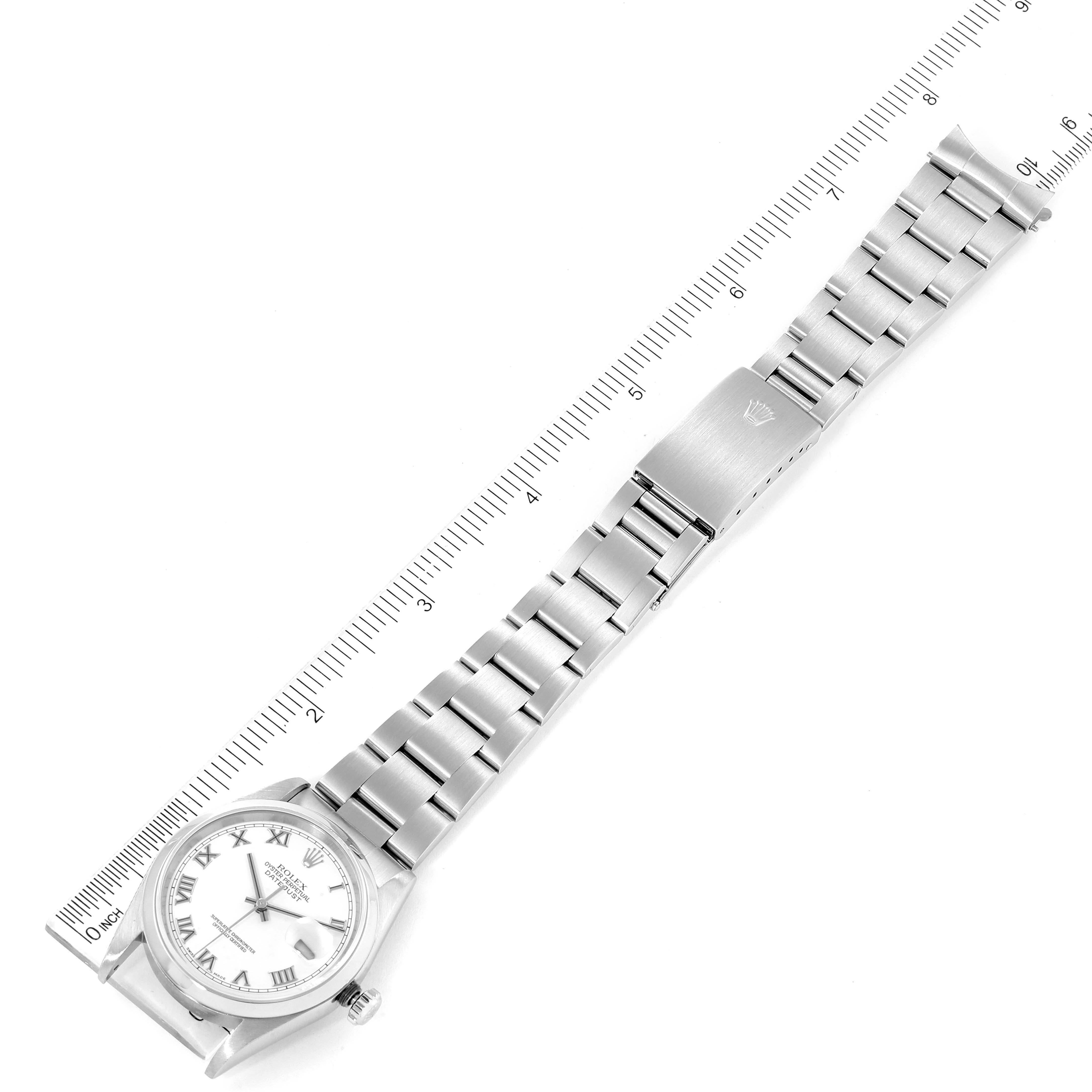 Rolex Datejust White Roman Dial Oyster Bracelet Steel Mens Watch 16200 For Sale 6