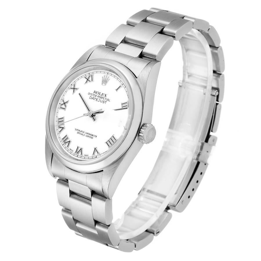 Men's Rolex Datejust White Roman Dial Oyster Bracelet Steel Mens Watch 16200