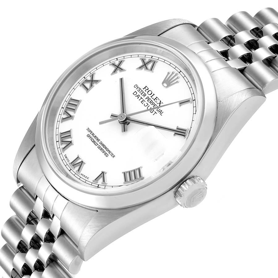 Rolex Datejust White Roman Dial Oyster Bracelet Steel Men's Watch 16200 1
