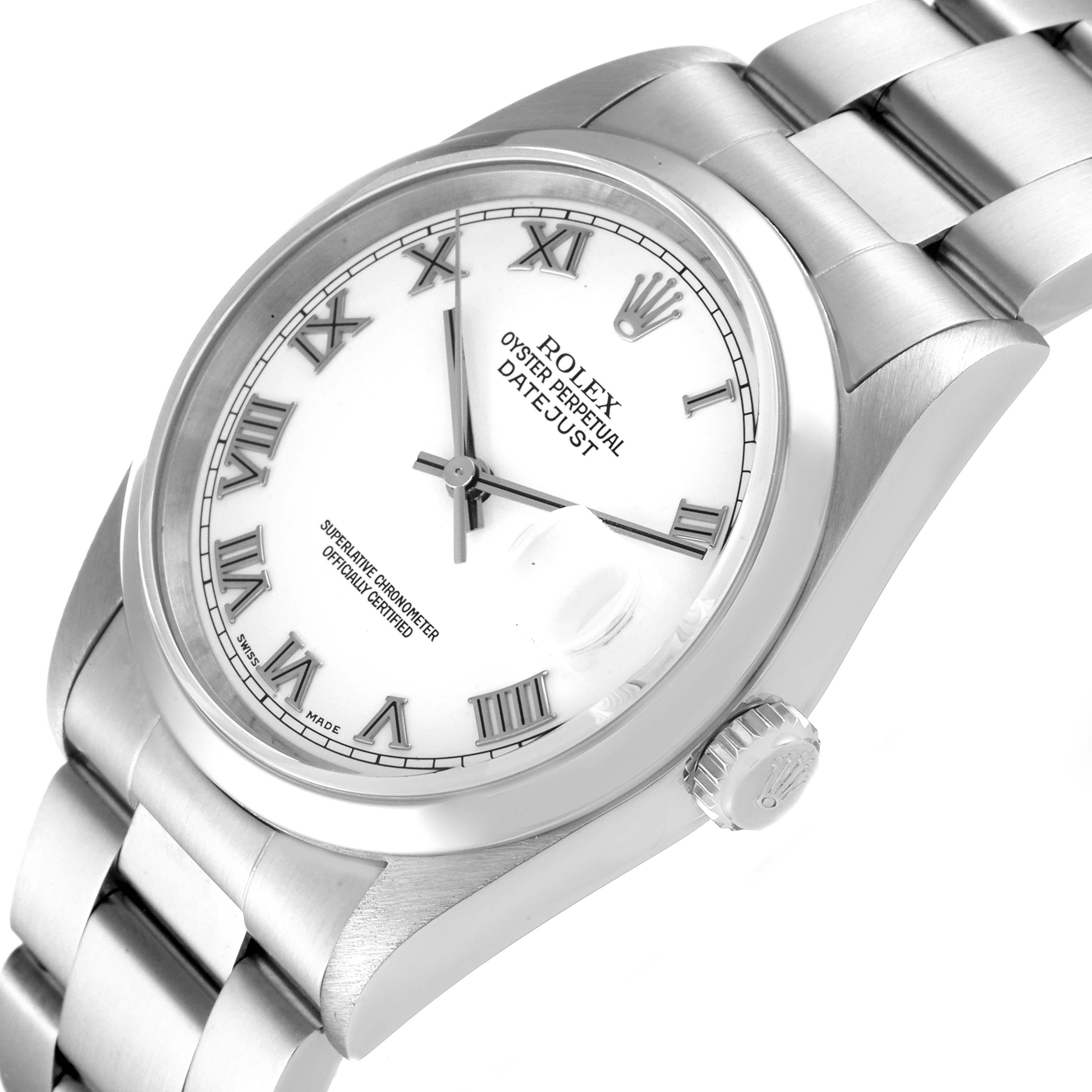 Rolex Datejust White Roman Dial Oyster Bracelet Steel Mens Watch 16200 For Sale 1