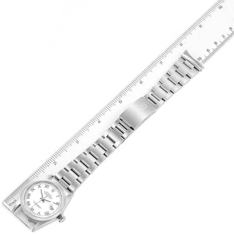 Rolex Datejust White Roman Dial Oyster Bracelet Steel Watch 16200 Box Papers For Sale 6