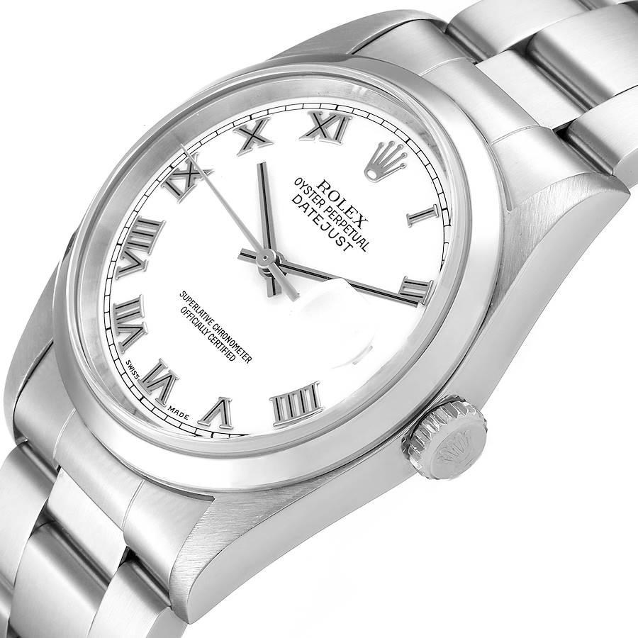 Rolex Datejust White Roman Dial Oyster Bracelet Steel Watch 16200 Box Papers For Sale 1