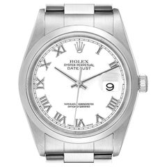 Rolex Datejust White Roman Dial Oyster Bracelet Steel Watch 16200 Box Papers