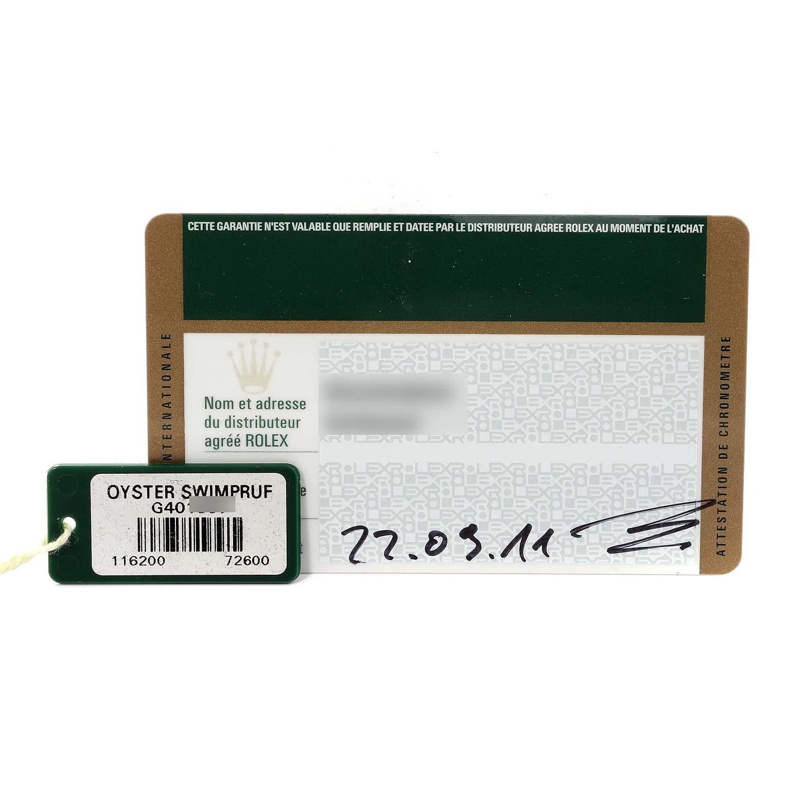Rolex Datejust Weiße Stahl-Herrenuhr 116200 Box Card mit römischem Zifferblatt 8