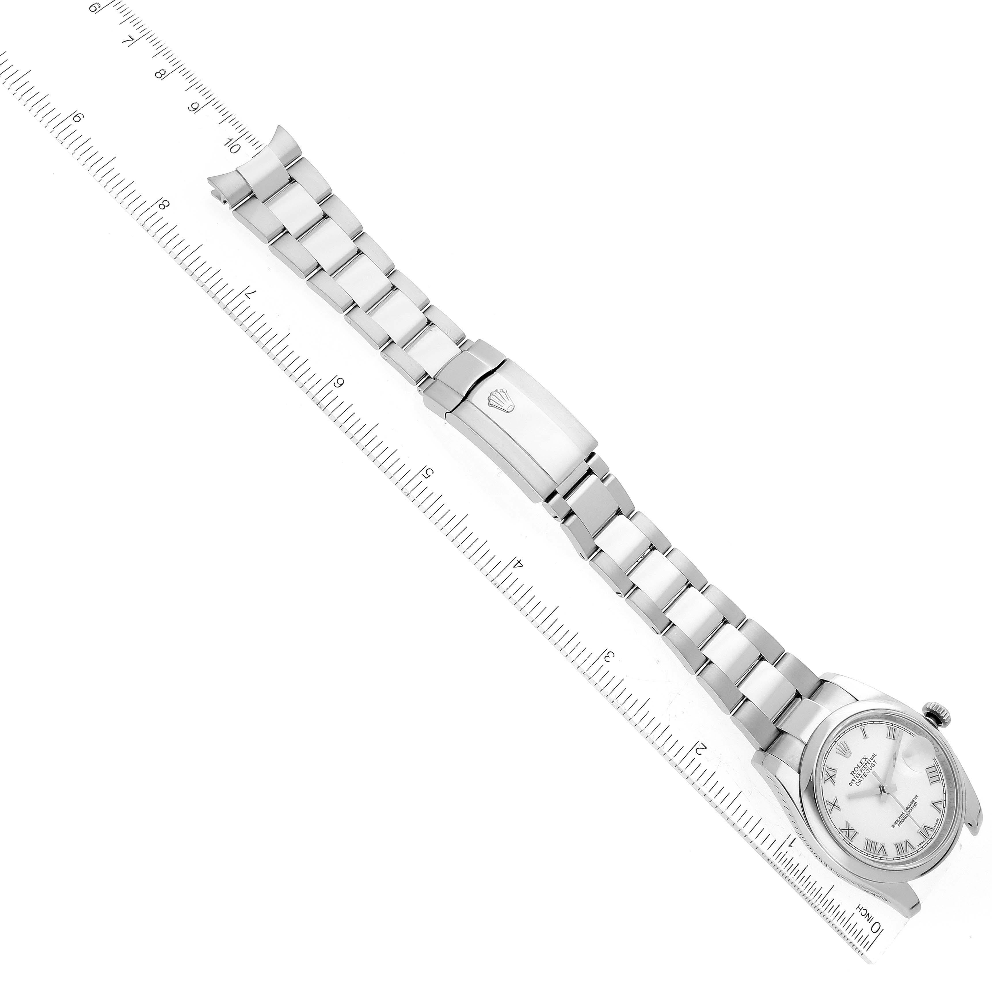 Rolex Datejust White Roman Dial Steel Mens Watch 116200 Box Card en vente 8