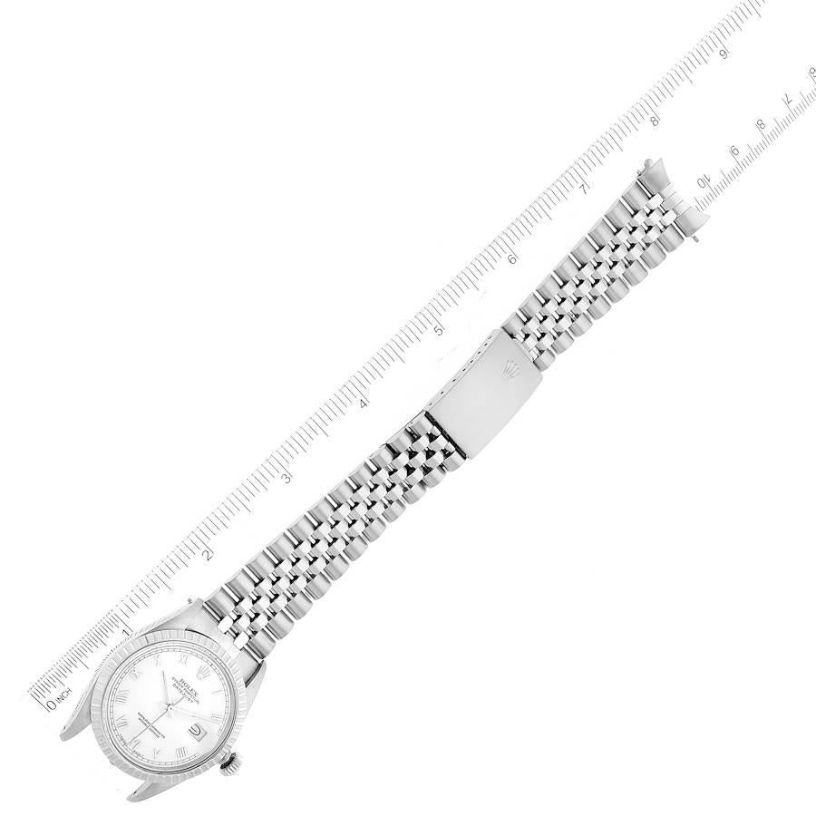 Rolex Datejust Weißes römisches Zifferblatt Stahl Vintage Herrenuhr 16030 7