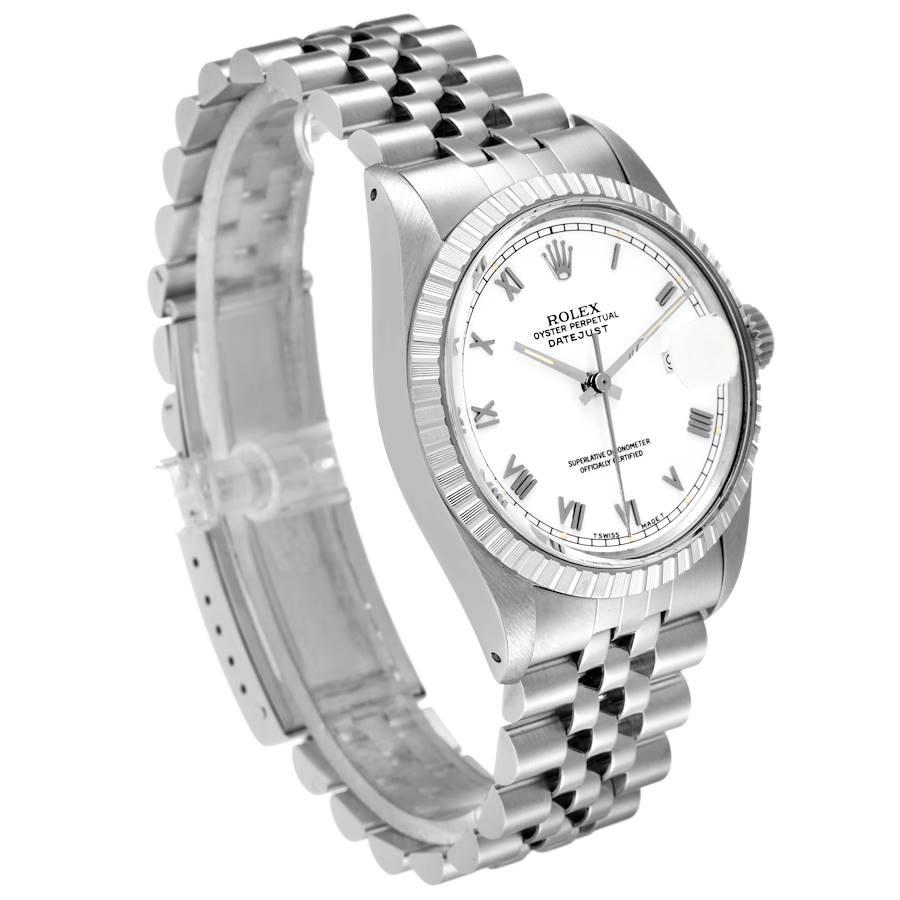 Rolex Datejust Weißes römisches Zifferblatt Stahl Vintage Herrenuhr 16030 im Zustand „Gut“ in Atlanta, GA