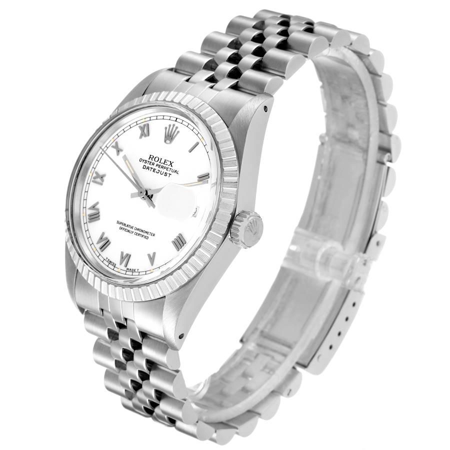 Rolex Datejust Weißes römisches Zifferblatt Stahl Vintage Herrenuhr 16030 1