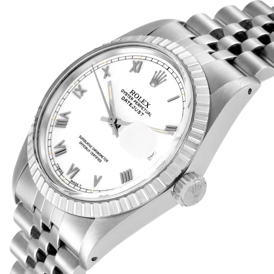 Rolex Datejust Weißes römisches Zifferblatt Stahl Vintage Herrenuhr 16030 2
