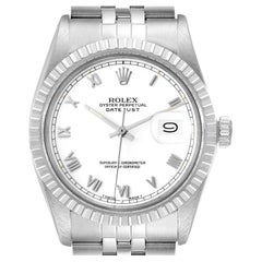 Rolex Datejust White Roman Dial Steel Vintage Mens Watch 16030