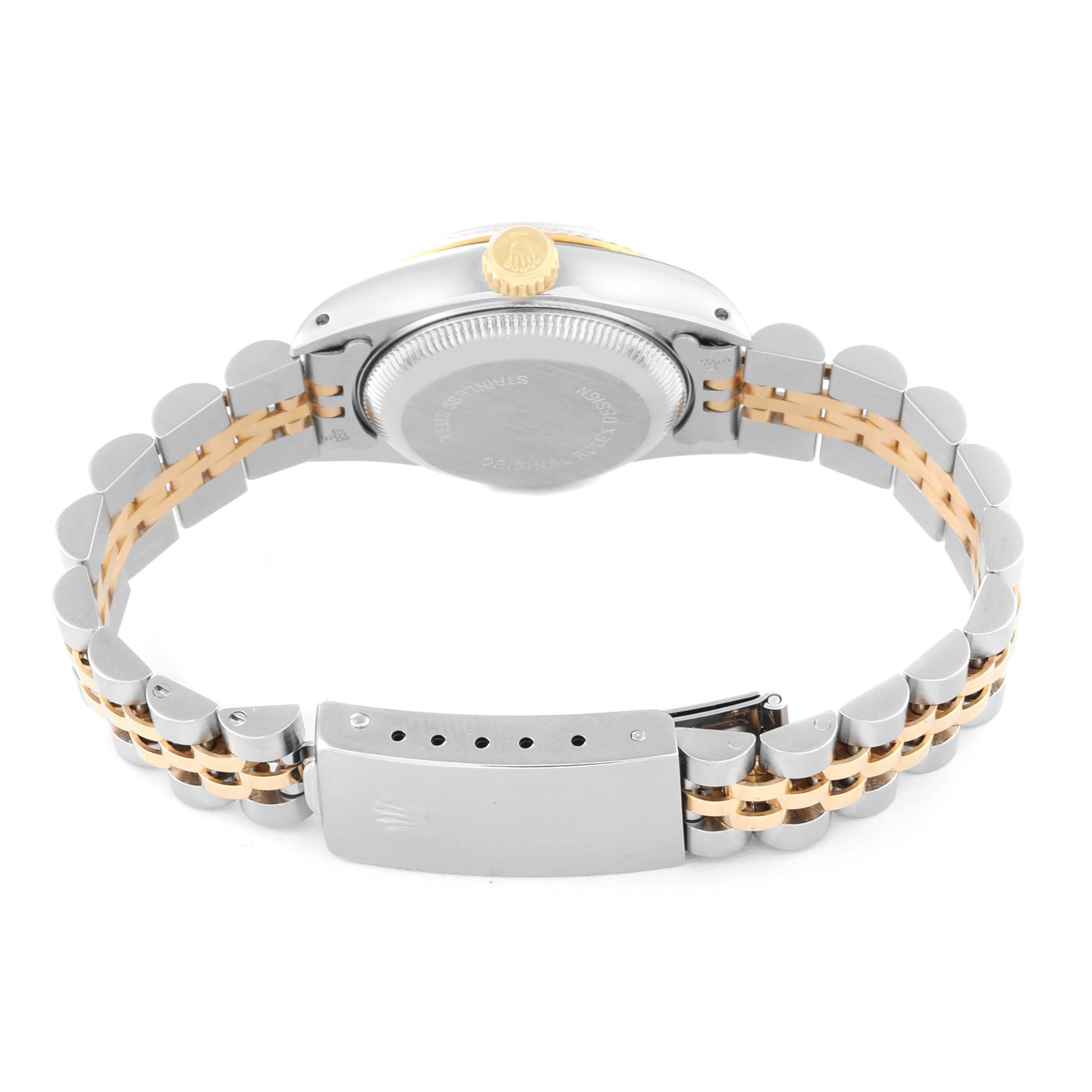 Rolex Montre Datejust pour femme en acier et or jaune avec cadran romain blanc 69173 en vente 6
