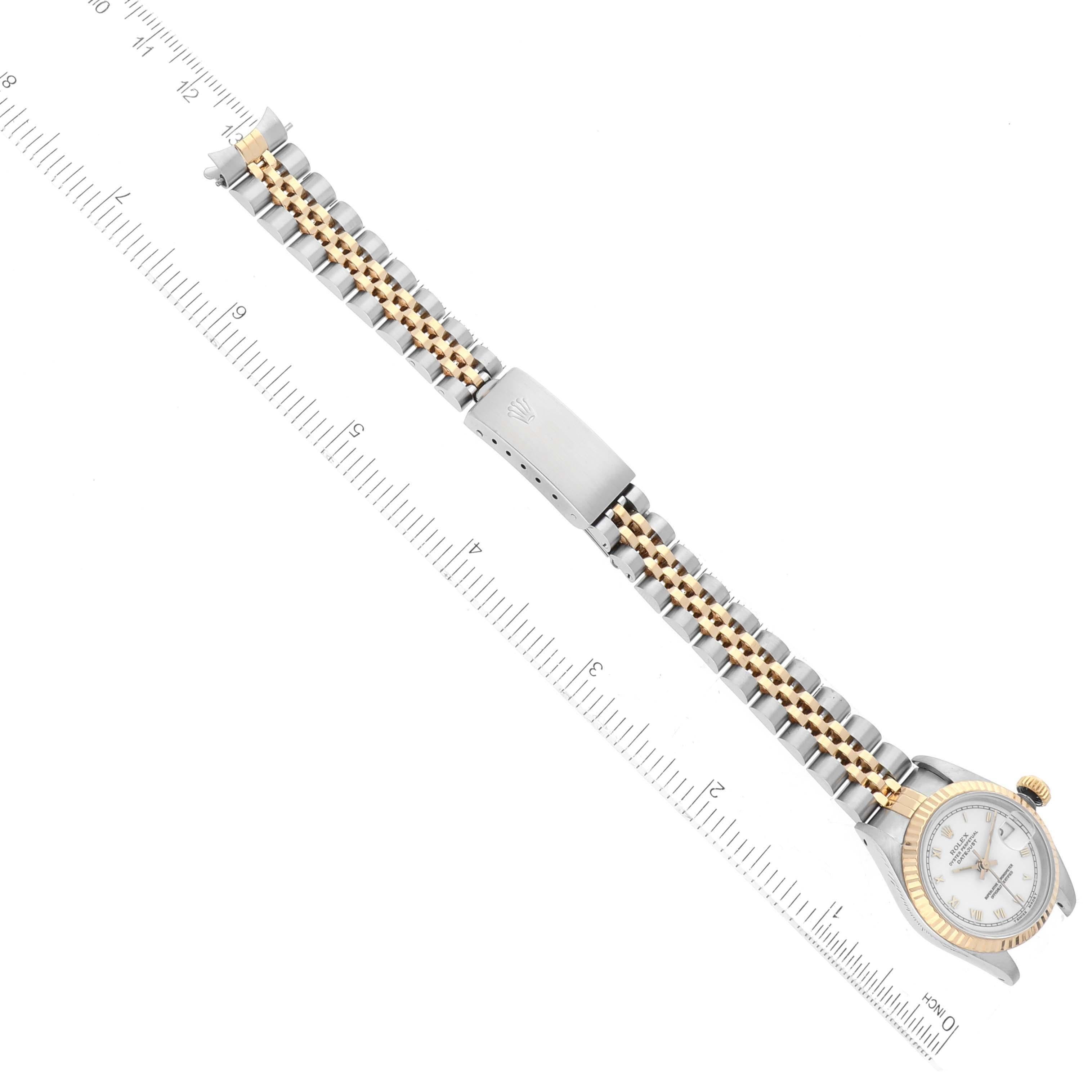 Rolex Datejust Weißes römisches Zifferblatt Stahl Gelbgold Damenuhr 69173 im Angebot 8