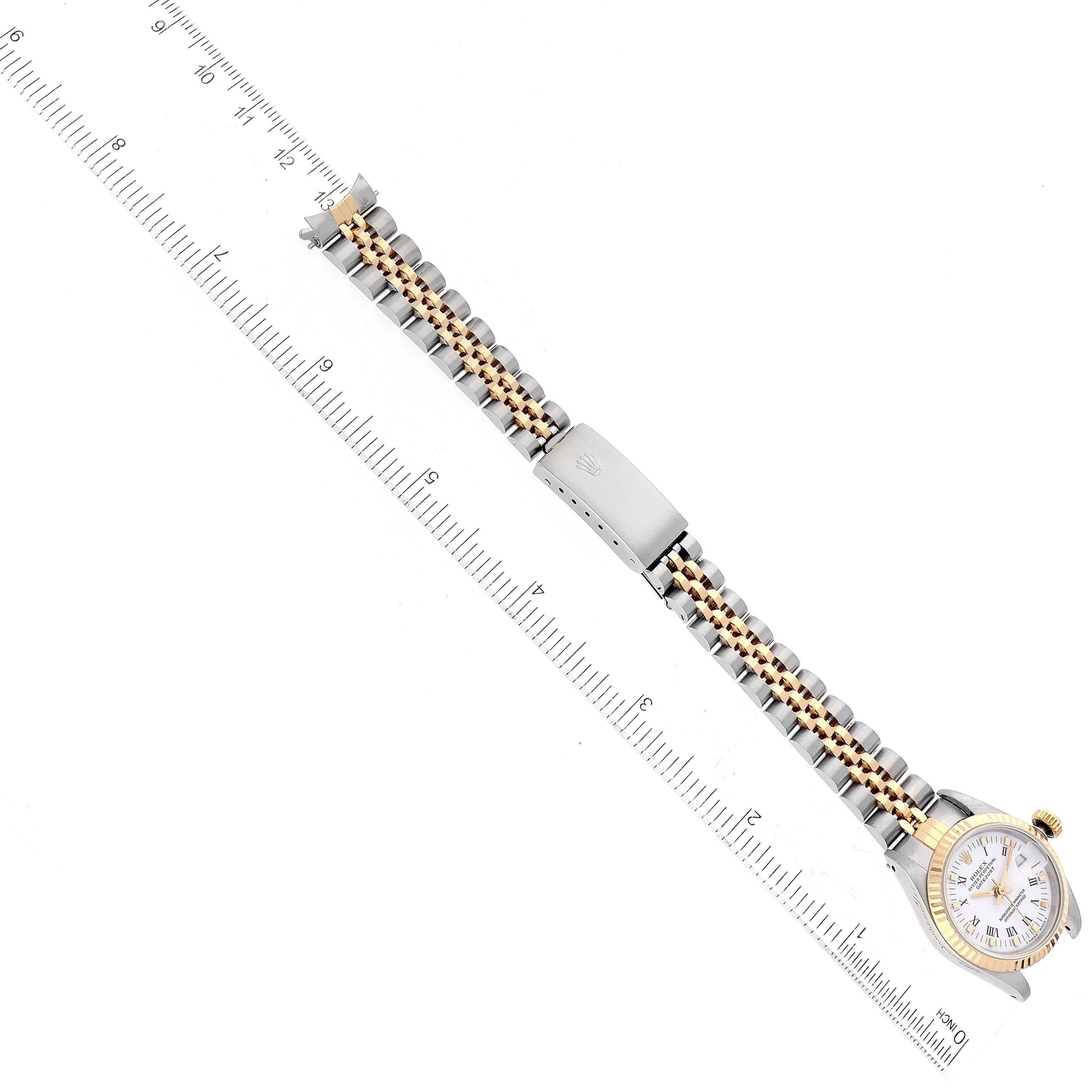 Rolex Montre Datejust pour femme en acier et or jaune avec cadran romain blanc 69173 7