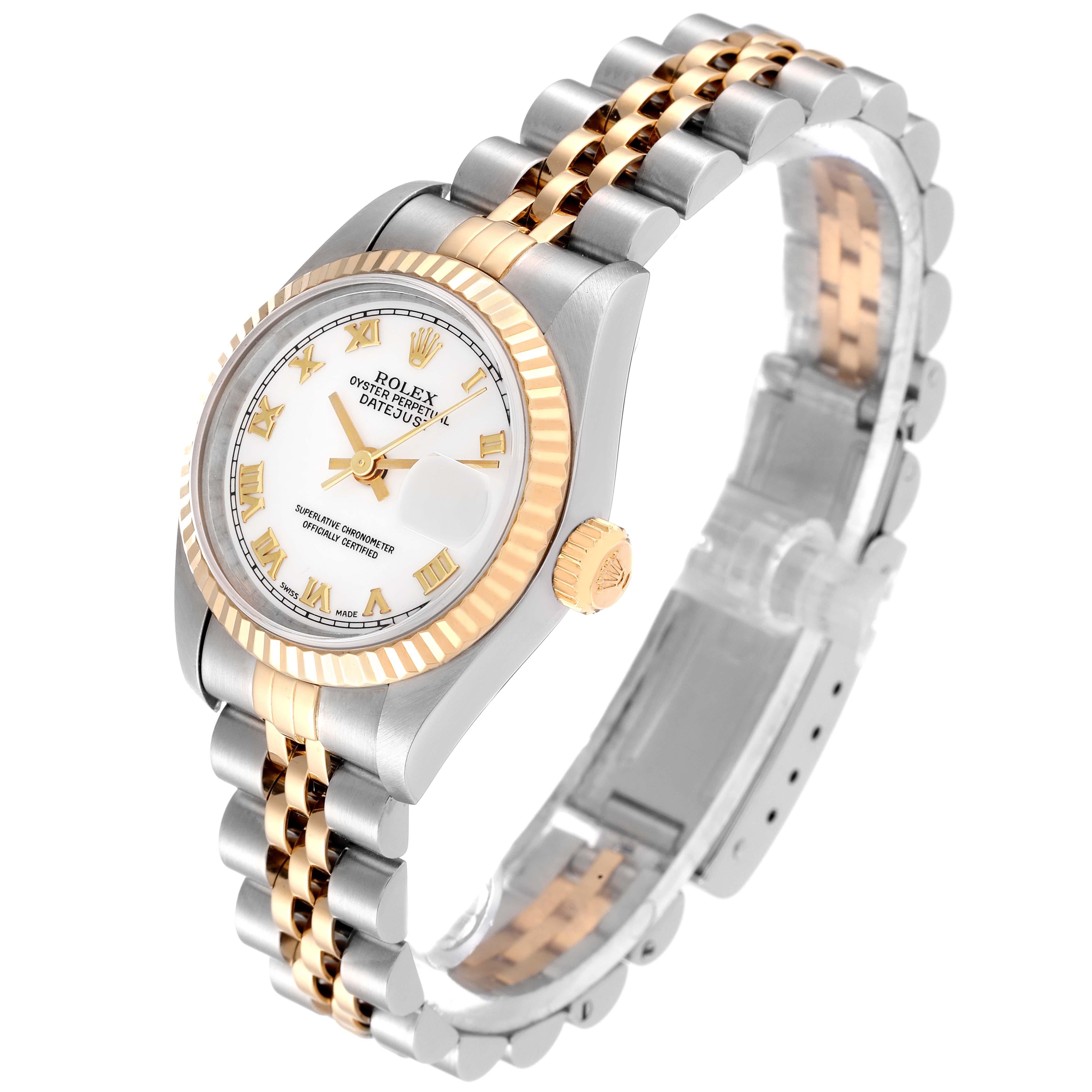 Women's Rolex Datejust White Roman Dial Steel Yellow Gold Ladies Watch 69173