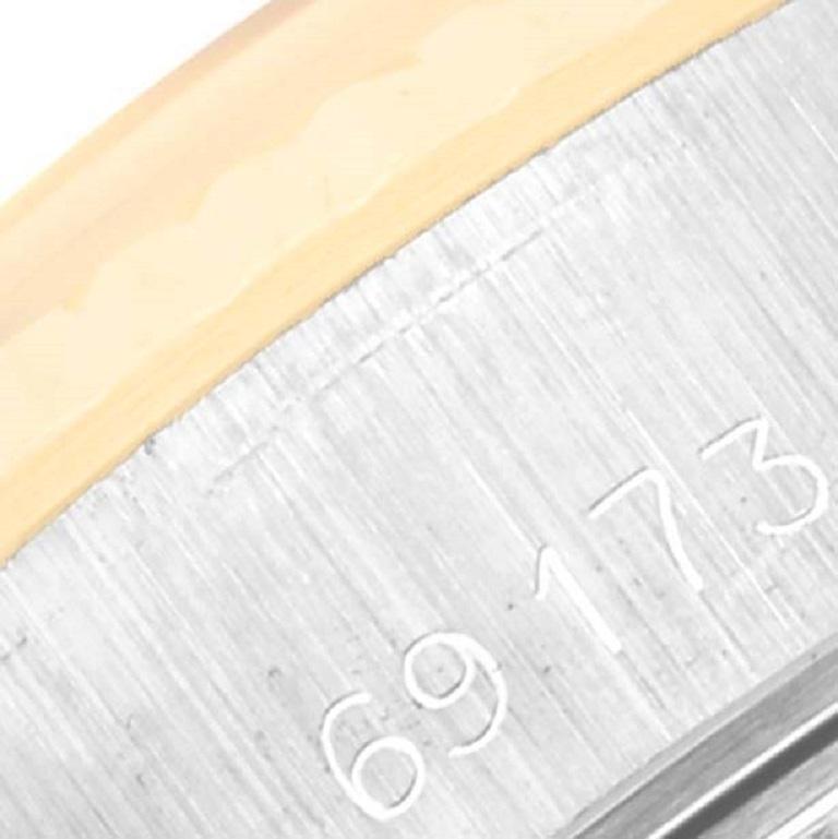 Rolex Datejust Weißes römisches Zifferblatt Stahl Gelbgold Damenuhr 69173 im Angebot 1