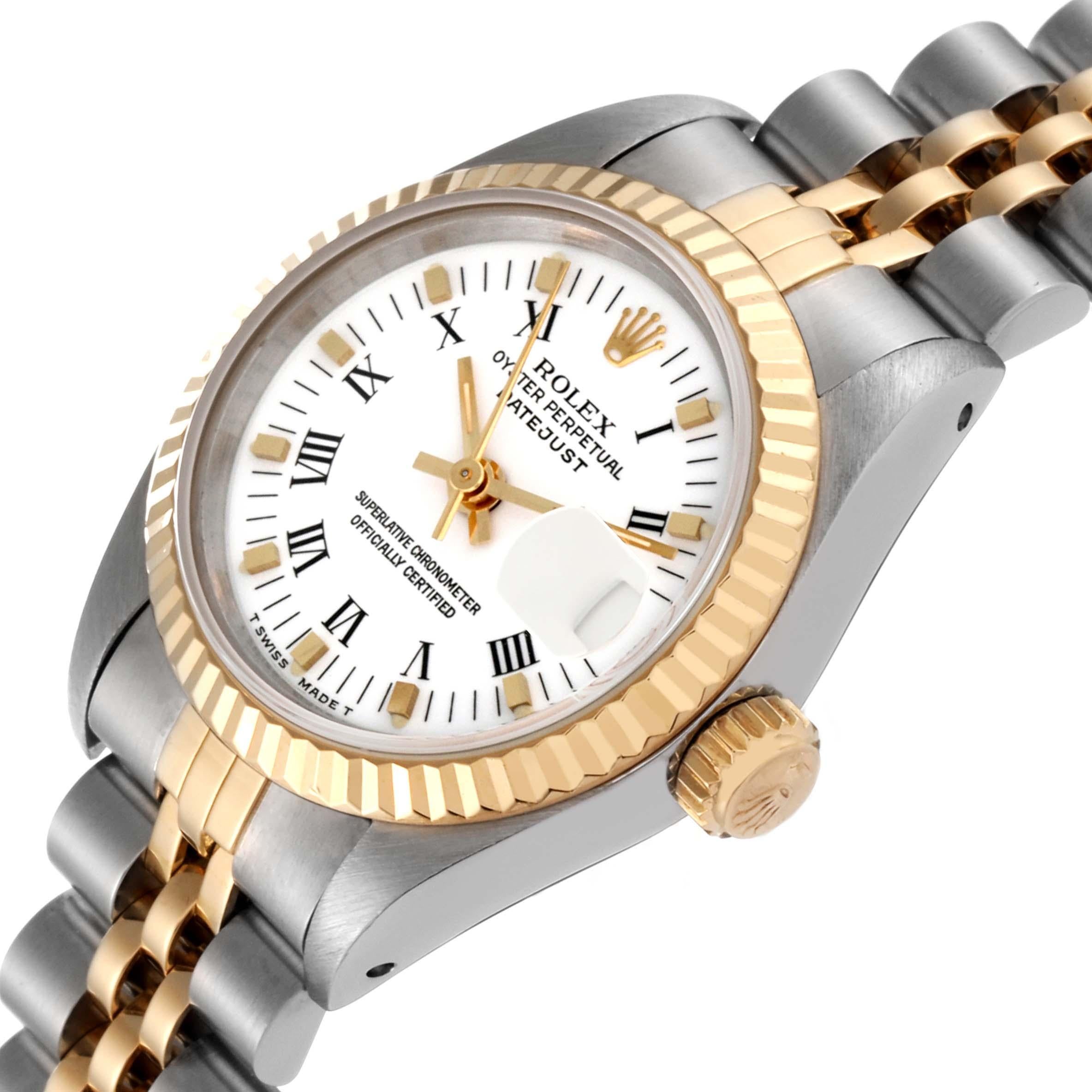  Rolex Montre Datejust pour femme en acier et or jaune avec cadran romain blanc 69173 Pour femmes 
