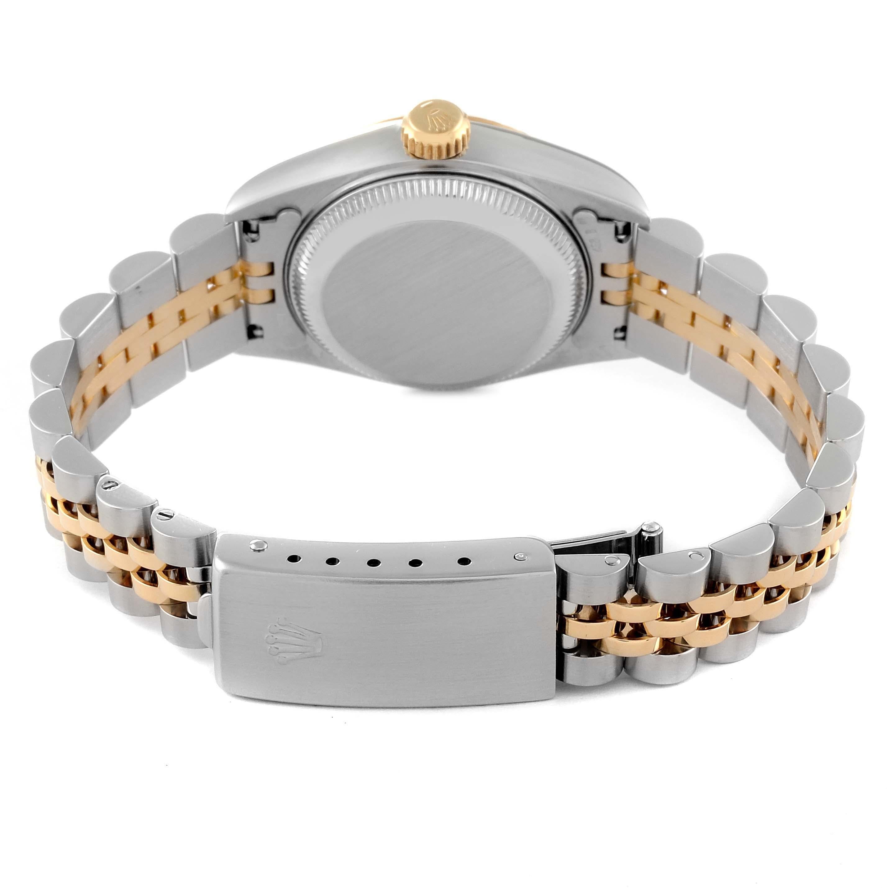 Rolex Montre Datejust pour femme en acier et or jaune avec cadran romain blanc 69173 en vente 2