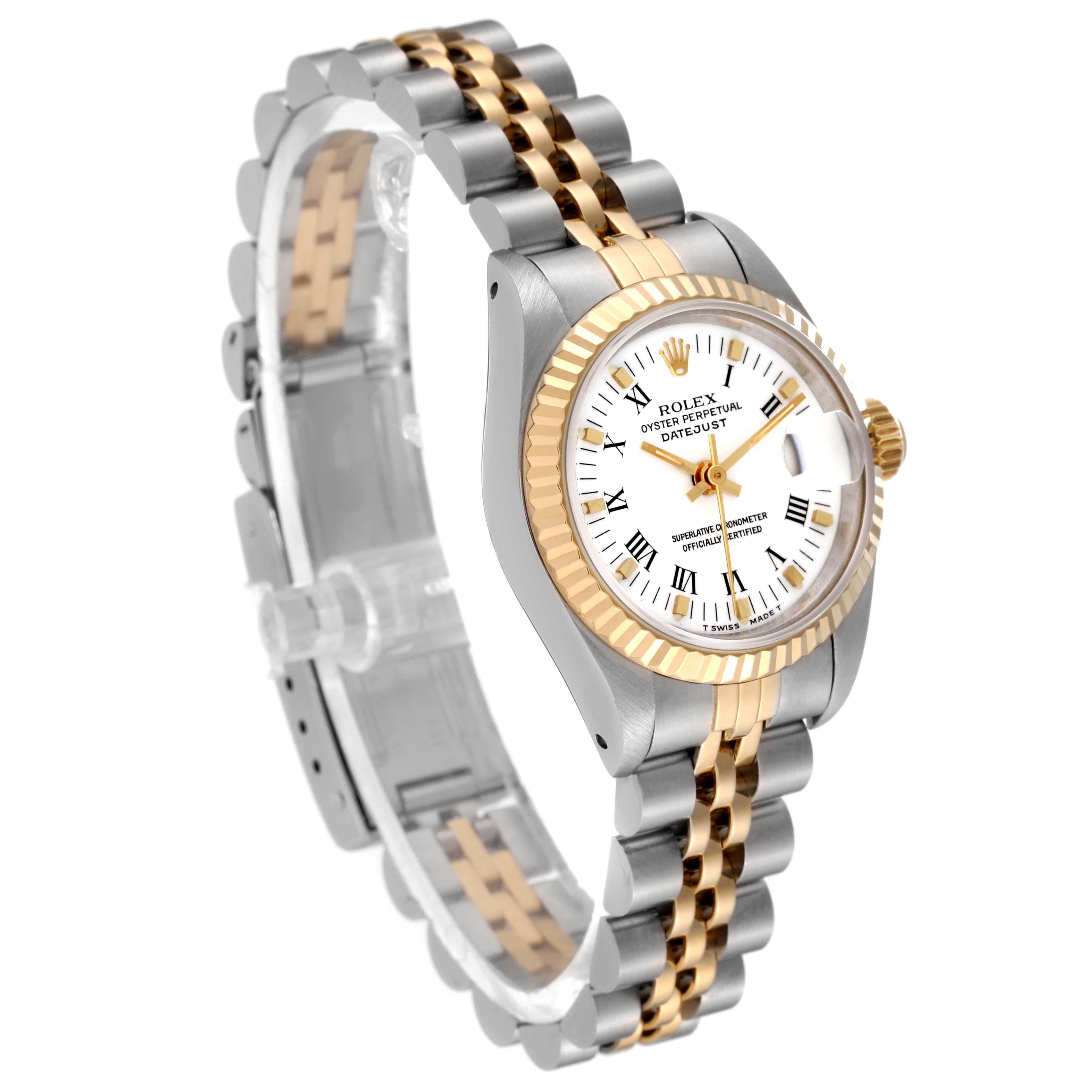 Rolex Montre Datejust pour femme en acier et or jaune avec cadran romain blanc 69173 2