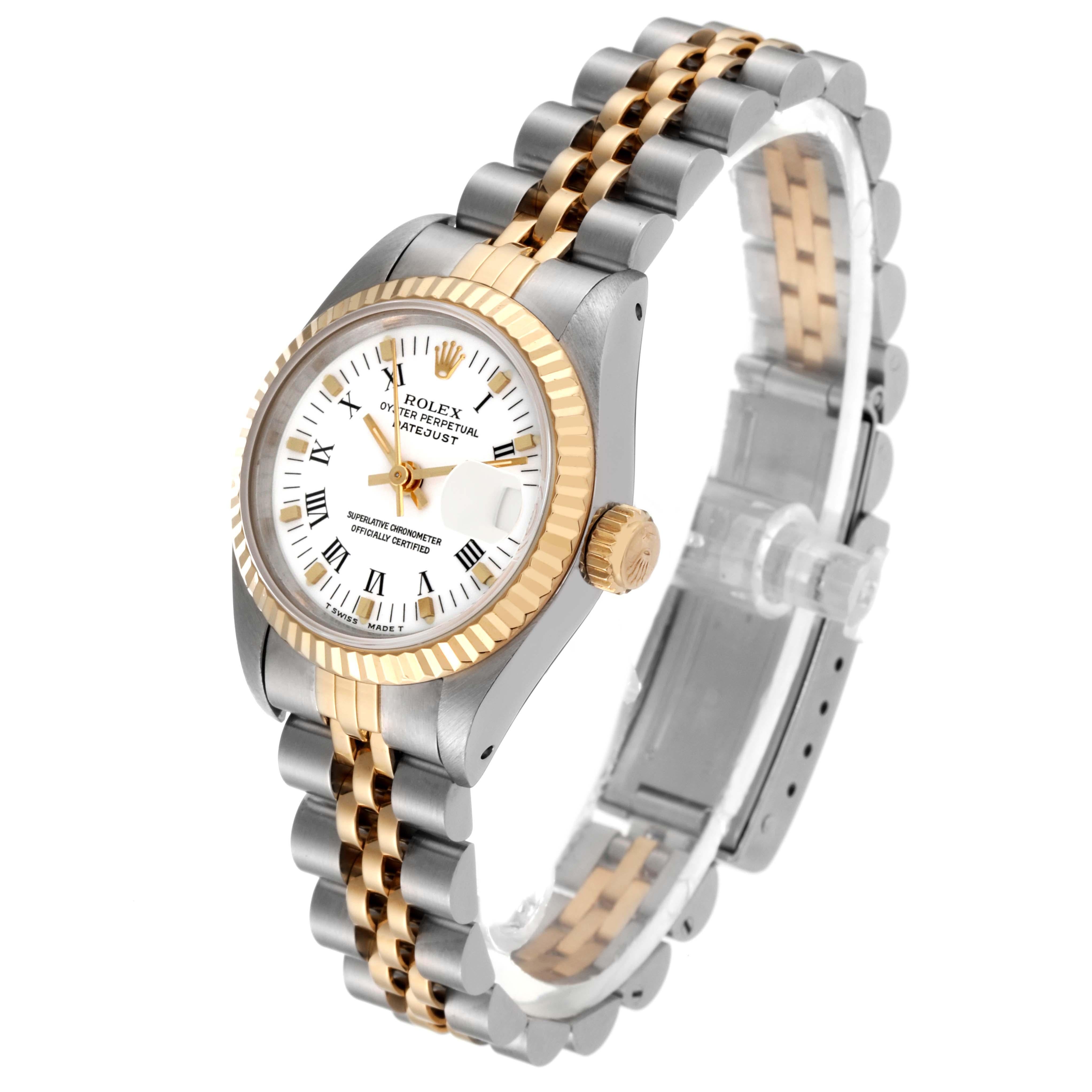 Rolex Montre Datejust pour femme en acier et or jaune avec cadran romain blanc 69173 5