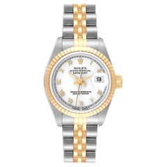 Rolex Datejust White Roman Dial Steel Yellow Gold Ladies Watch 69173